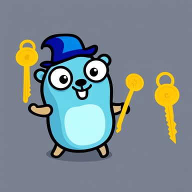 Go Blue Gopher juggling with golden keys.
