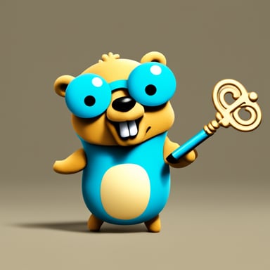 Go Blue Gopher juggling with golden keys.