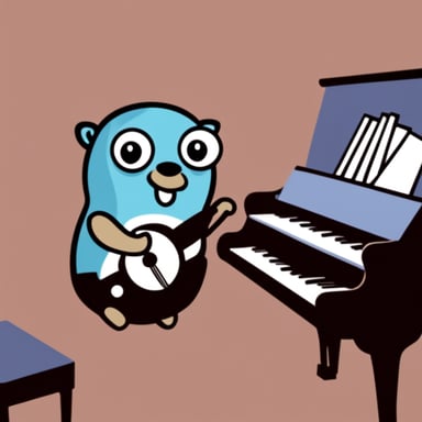 Go Blue Gopher playing piano.
