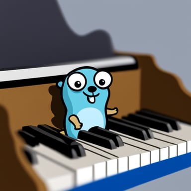 Go Blue Gopher playing piano.