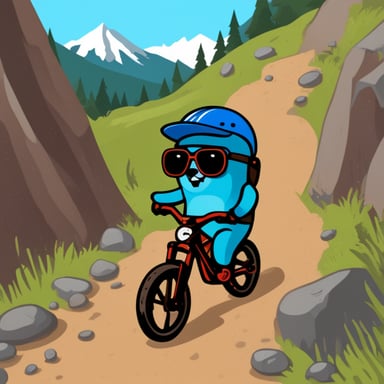 Go Blue Gopher as a downhill MTB gopher.