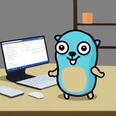 Go Blue Gopher writes Google code.