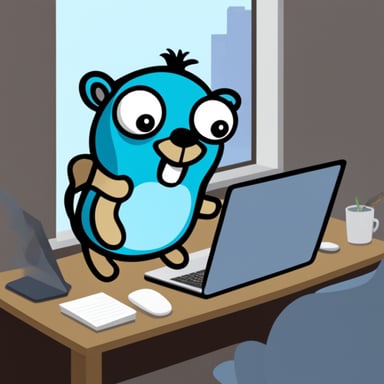 Go Blue Gopher doing web development.