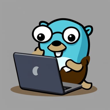 Go Blue Gopher doing web development.