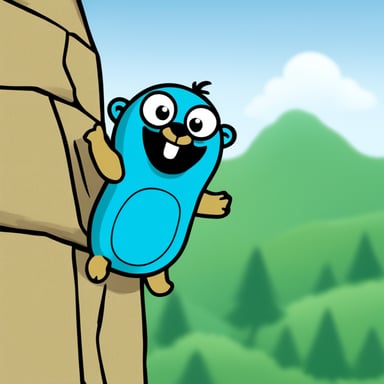Go Blue Gopher enjoys freeclimbing, feeling happy and free as it scales heights with skill.