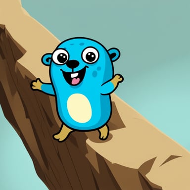 Go Blue Gopher enjoys freeclimbing, feeling happy and free as it scales heights with skill.