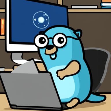 Go Blue Gopher in Berlin writing code