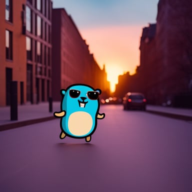 Go Blue Gopher in Berlin writing code