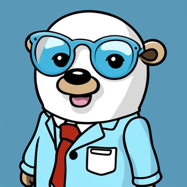 The go blue gopher stands out in its 2D form, with its default sky blue body color making it a captivating sight against the solid white background. This unique character is depicted as a blue classic gopher, but with a twist, wearing a scientist lab coat and glasses, which adds a touch of intellect and curiosity to its persona. The go blue gopher is positioned next to a whiteboard, actively engaging with it by pointing to an analytics chart displayed on the board, which could be a line graph or bar chart, suggesting a theme of analysis or discovery.