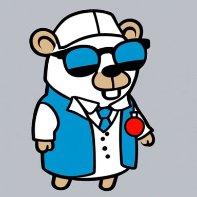 The go blue gopher stands out in its 2D form, with its default sky blue body color making it a captivating sight against the solid white background. This unique character is depicted as a blue classic gopher, but with a twist, wearing a scientist lab coat and glasses, which adds a touch of intellect and curiosity to its persona. The go blue gopher is positioned next to a whiteboard, actively engaging with it by pointing to an analytics chart displayed on the board, which could be a line graph or bar chart, suggesting a theme of analysis or discovery.