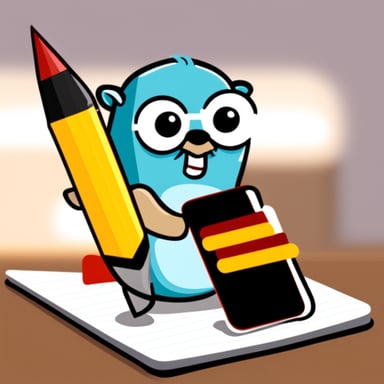 Go Blue Gopher writing an Instagram story.