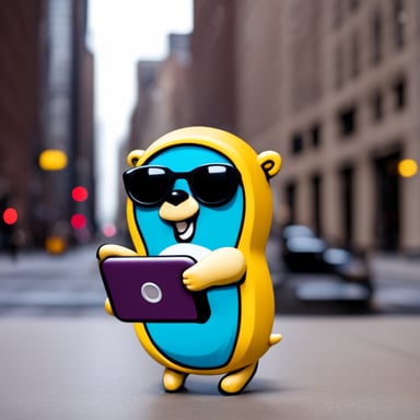 Go Blue Gopher is holding a cell phone while posting on Instagram.