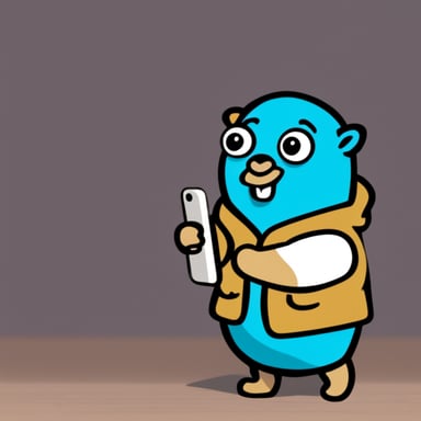 Go Blue Gopher is holding a cell phone while posting on Instagram.