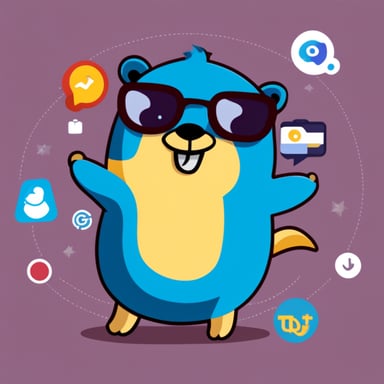 Go Blue Gopher with Instagram, TikTok, and Google logos all around.