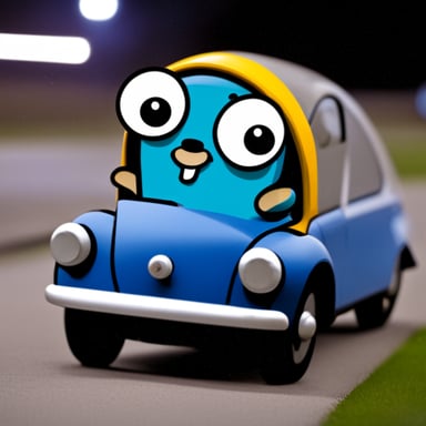 Go Blue Gopher driving a car