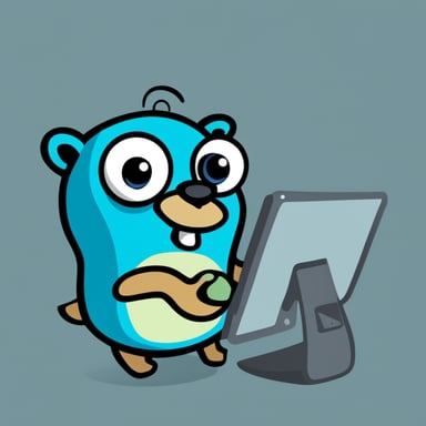 Go blue gopher is compiling a program.
