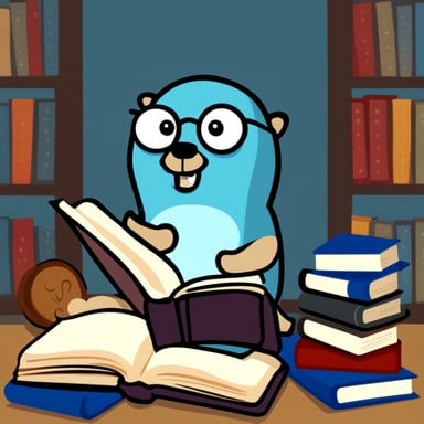 Go Blue Gopher reading a book.