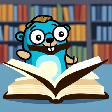 Go Blue Gopher reading a book.