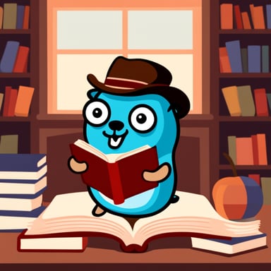 Go Blue Gopher reading a book.