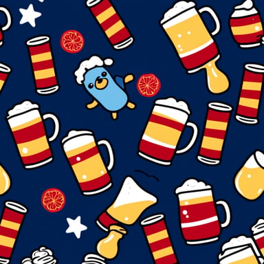 Grabbing a beer with Go Blue Gopher and red and white bars.
