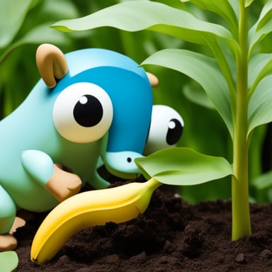 Go Blue Gopher planting a banana tree.
