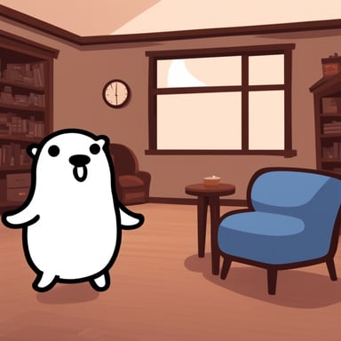 A ghost Go Blue Gopher in a house