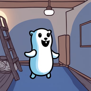 A ghost Go Blue Gopher in a house