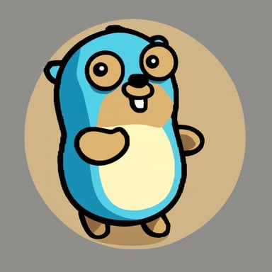 Go Blue Gopher in Golang gopher pixel art style.