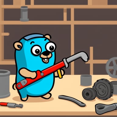 Go Blue Gopher with a pipe wrench