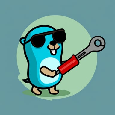 Go Blue Gopher with a pipe wrench