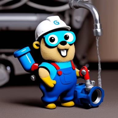 Go Blue Gopher as plumber gopher.