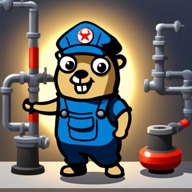 Go Blue Gopher as plumber gopher.