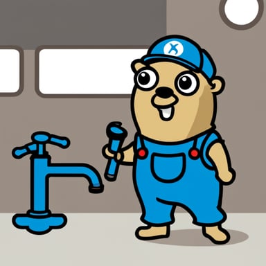 Go Blue Gopher as plumber gopher.