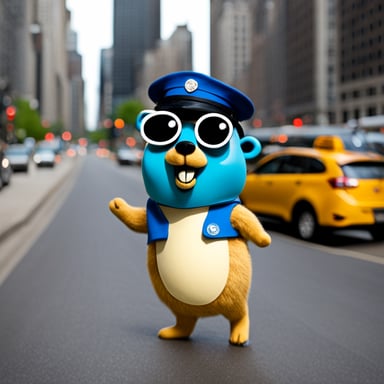 Go Blue Gopher as the traffic operator gopher.
