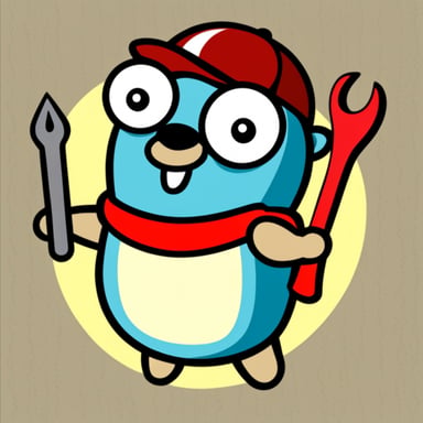 Go blue gopher with a red color wrench.