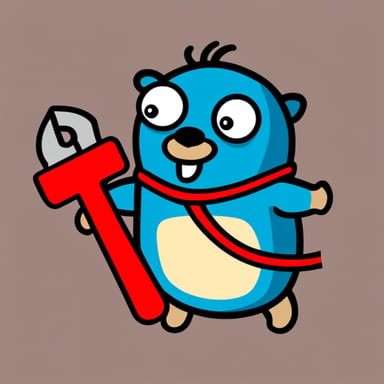 Go blue gopher with a red color wrench.