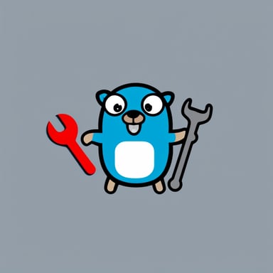 Go blue gopher with a red color wrench.