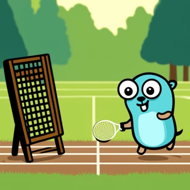 Go Blue Gopher playing football with a tennis player.