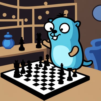Go Blue Gopher playing chess