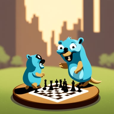 Go Blue Gopher playing chess