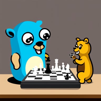 Go Blue Gopher playing chess