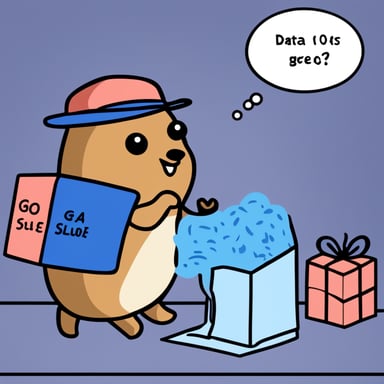 An image with 2 gophers, Go Blue Gopher is sending a package to another gopher. The package is labelled as data.