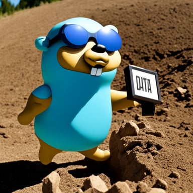 Go Blue Gopher is handing over a box labeled as data to another gopher in a frame. Both gophers are pretty basic and not wearing any clothes.