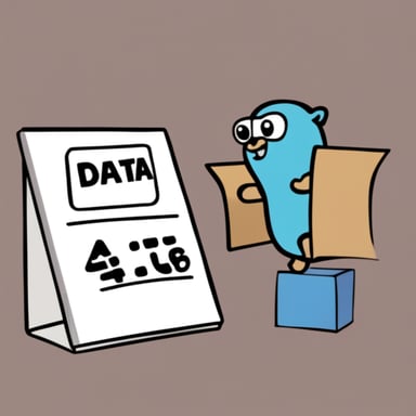 Go Blue Gopher is handing over a box labeled as data to another gopher in a frame. Both gophers are pretty basic and not wearing any clothes.