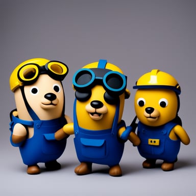Go Blue Gopher as a woodworker, Go Blue Gopher as a scuba diver, Go Blue Gopher as an arborist.