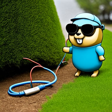 Go Blue Gopher with cable, Google/wire