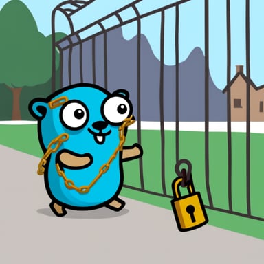 Go Blue Gopher chained up by locks.