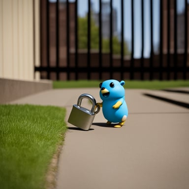Go Blue Gopher chained up by locks.