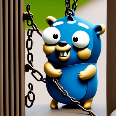 Go Blue Gopher chained up by locks.