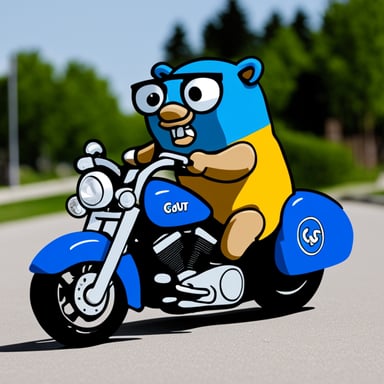 Go Blue Gopher driving a custom motorbike.